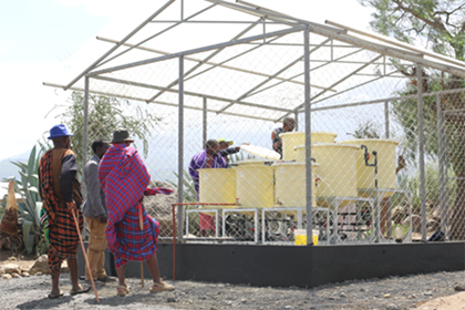 The water purification system is the center tank