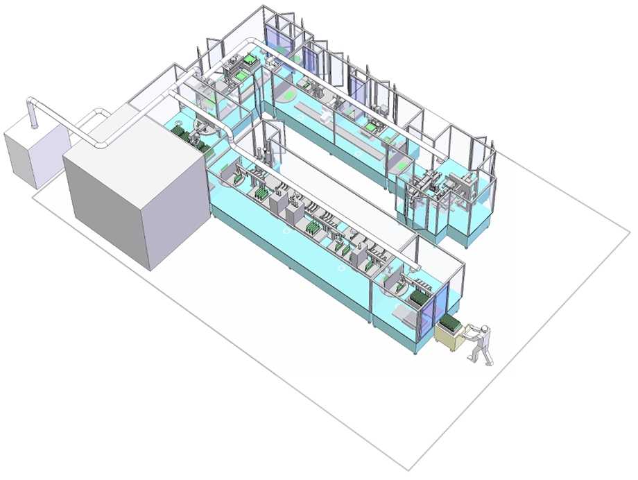Fully automated cell assembly equipment line